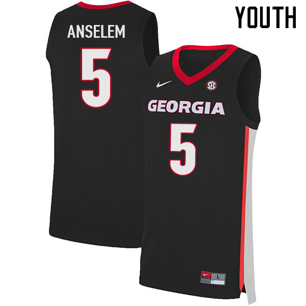 Youth #5 Frank Anselem Georgia Bulldogs College Basketball Jerseys Sale-Black - Click Image to Close